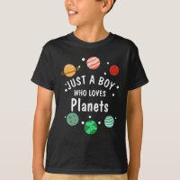 Science Nerd Weltraumjunge, der Planeten Lieben