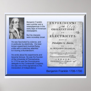 Science Physical Electricity Benjamin Franklin Poster