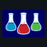 Science Poster<br><div class="desc">This fun science illustration features three colorful cartoon erlenmeyer flasks with red, blue and green bubbly fluids in them! This chemistry design is the perfect gift to buy for a science teacher (particularly chemistry teachers, of course), science geek or a chemist but also doubles as an awesome gamer design (magical...</div>