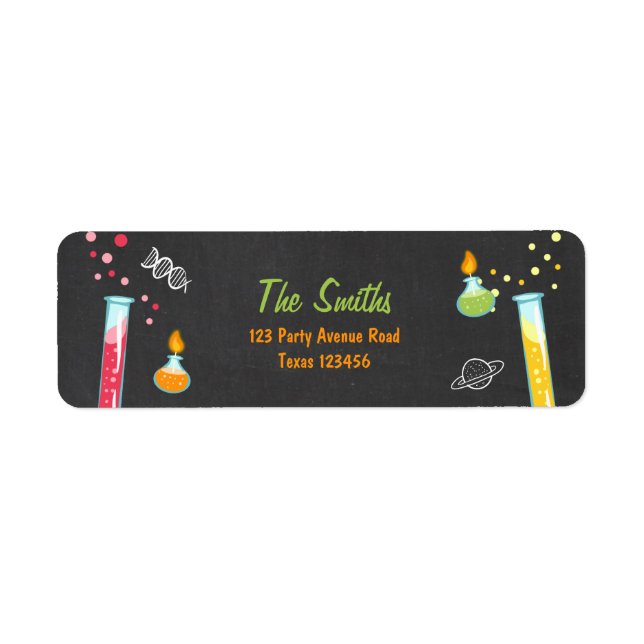 Science Retourner Adresse Étiquette Expérience Lab (Devant)