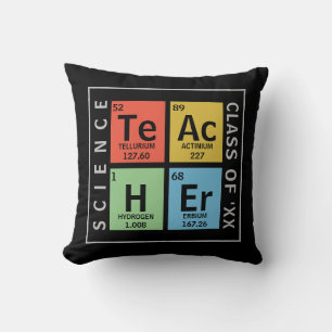 Science Teacher Elements Class Year Black Kissen