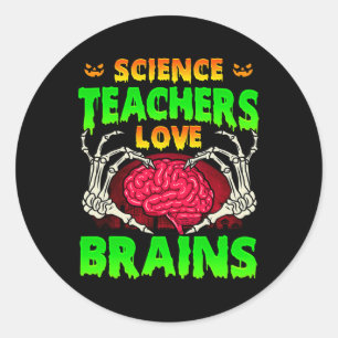 Science Teachers Liebe Gehirne Skeletton Handherz  Runder Aufkleber