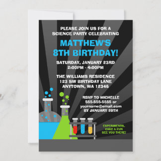 Science Theme Birthday Party Einladung