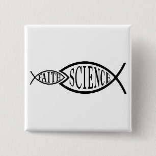 Science Trumps Faith Fish Button