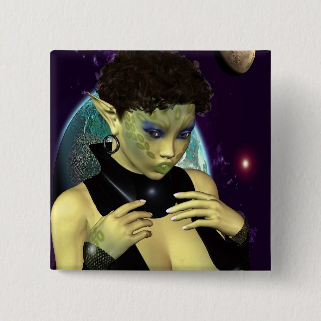 Sciencefiction-Raum-Modell Button (Vorderseite)