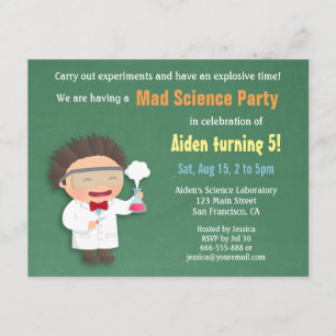 Scientifique Mad Science Invitations de fête d'ann