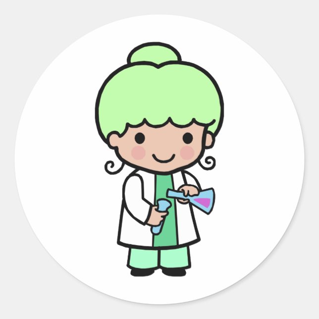 Scientist Girl Runder Aufkleber (Vorderseite)