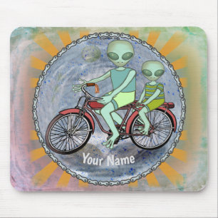 Scifi Alien Riding Bike Mouse Pad Mousepad