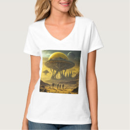 SciFi Alien World View Planet Ufo Tower T-Shirt