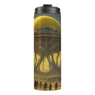SciFi Alien World View Planet Ufo Tower Thermosbecher