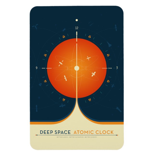 SciFi-Anzeige, Orange Atomuhr, Deep Space Magnet (Vertikal)