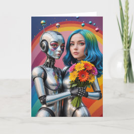 SciFi Frauenroboter in Liebe Karte