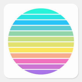 scifi rainbow pastel 60s 70s sunset stripes quadratischer aufkleber
