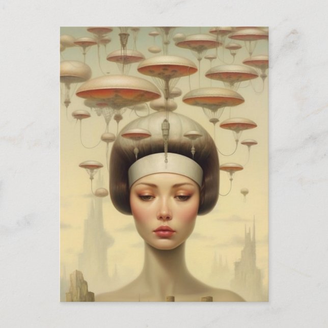 Scifi Steampunk Woman Postkarte (Vorderseite)