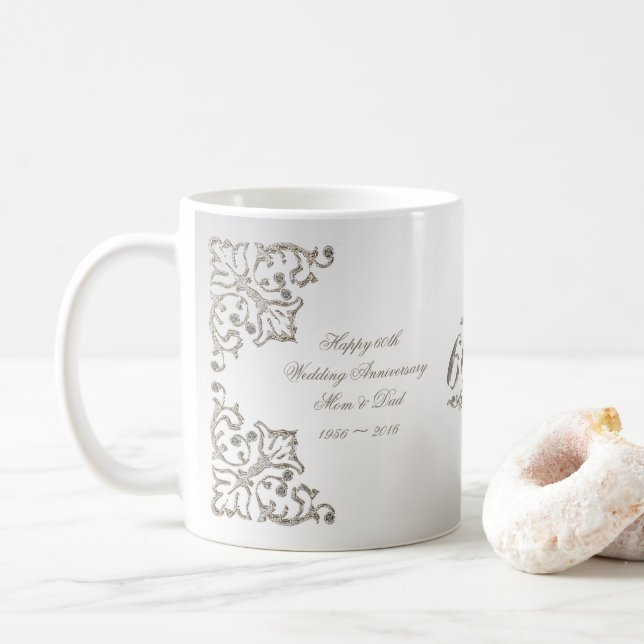 Scintillent la soixantième tasse d'anniversaire de (Avec donut)