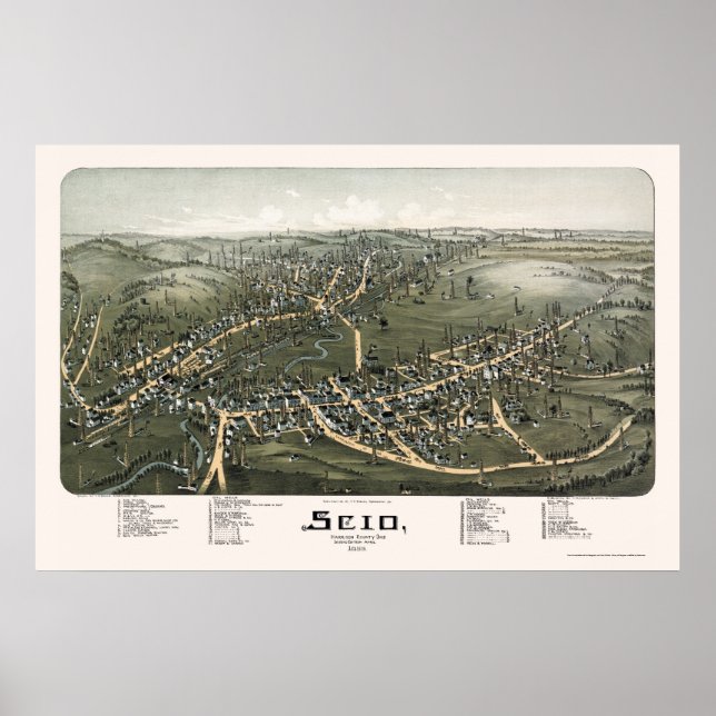 Scio, OH Panorama Karte - 1899b Poster (Vorne)