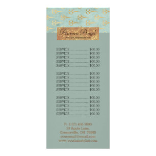 Scissors Hair Styist Vintage Price List Gold Werbekarte