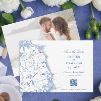 Scituate MA Map Elegant Navy Blue QR Code