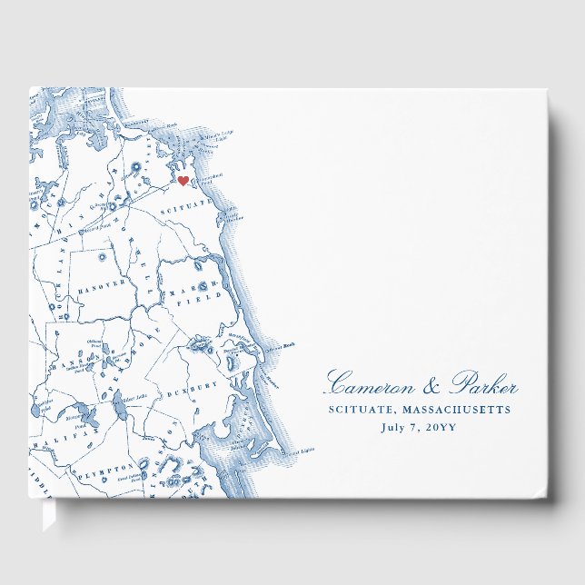 Scituate Massachusetts Karte Elegante Hochzeit Gästebuch (Vorderseite)