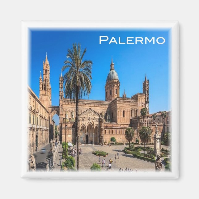 SCL030 PALERMO, Panorama, Sizilien, Italien Kühlsc Magnet (Vorne)