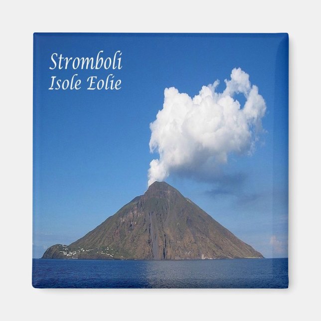 SCL036 STROMBOLI, Sizilien, Italien, Kühlschrank Magnet (Vorne)