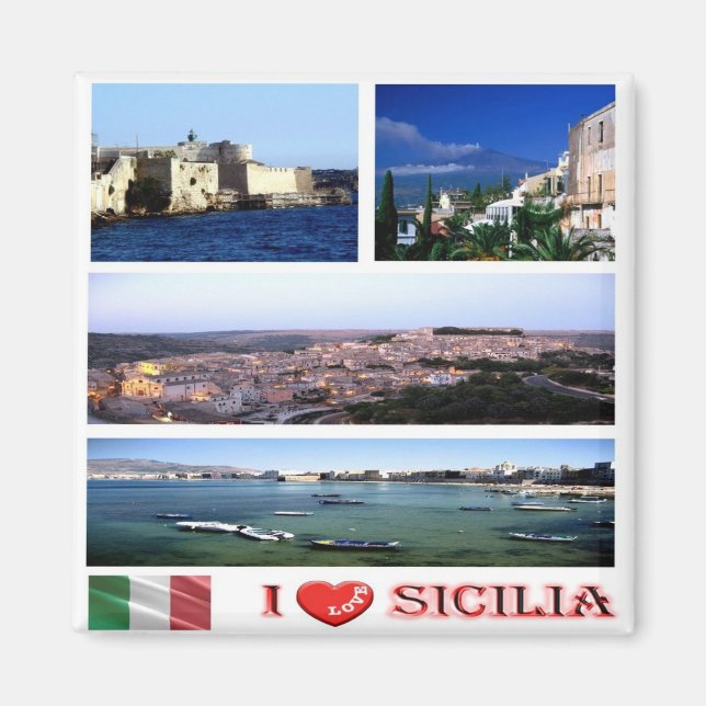 SCL052 SICILY I Liebe - Mosaik - Italien - Kühlsch Magnet (Vorne)