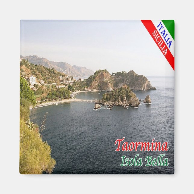 SCL068 TAORMINA, Isola Bella, Sizilien, Kühlschran Magnet (Vorne)