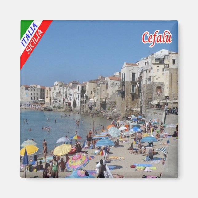 SCL083 CEFALU' - Strand - Sizilien - Italien - Küh Magnet (Vorne)