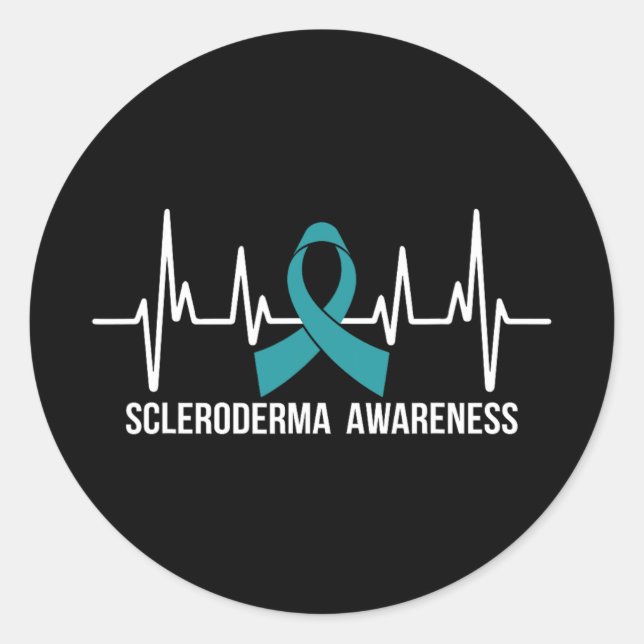 Scleroderma Awareness Montag Aquamariner Ribbon He Runder Aufkleber (Vorderseite)