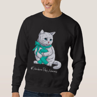 Scleroderma Awareness Month Teal Ribbon Cat Sweatshirt