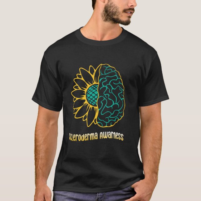 Scleroderma Awareness Sonnenblumen Grüne Band Fami T-Shirt (Vorderseite)