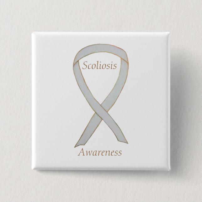 Scoliose Awareness White Ribbon Custom Art Button (Vorderseite)