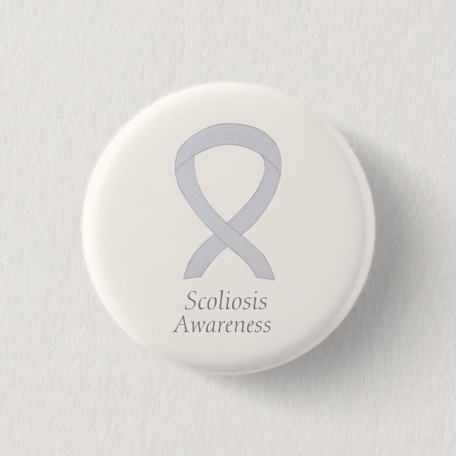 Scoliose Awareness White Ribbon Custom Art Button (Vorderseite)