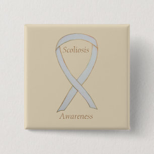 Scoliose Awareness White Ribbon Custom Art Button