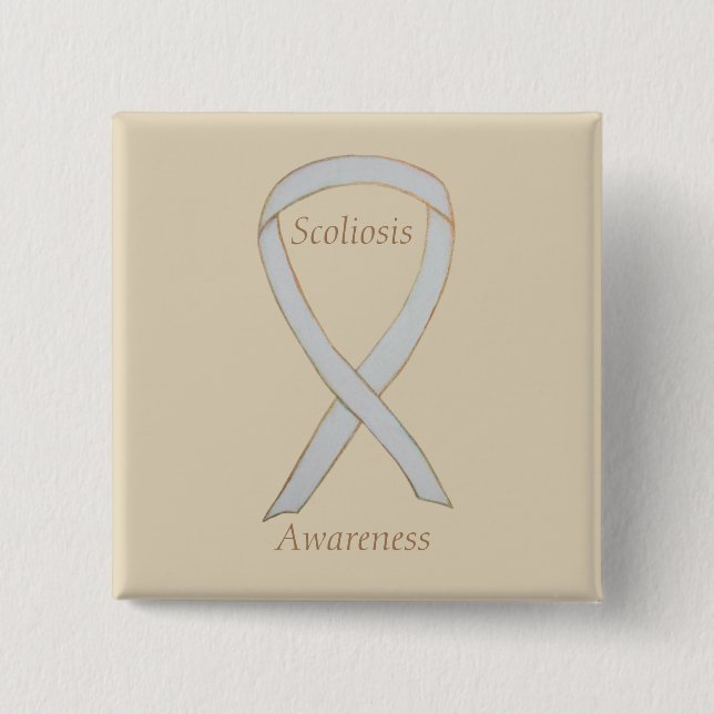 Scoliose Awareness White Ribbon Custom Art Button (Vorderseite)