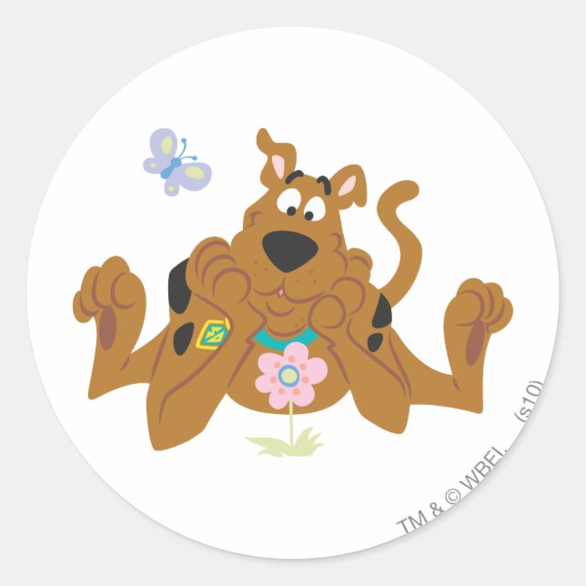 Scooby-Doo Admiring-Blume Runder Aufkleber (Vorderseite)