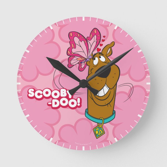 Scooby-Doo Butterfly Kisses Runde Wanduhr (Vorderseite)