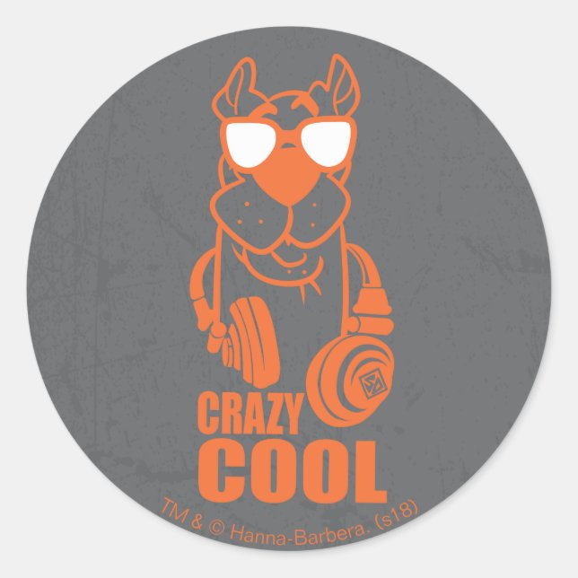 Scooby-Doo "Crazy Cool" Headphone Grafik Runder Aufkleber (Vorderseite)