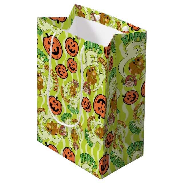 Scooby-Doo | Fröhliches Halloween-Muster Mittlere Geschenktüte (Vorderseite Schrägansicht)
