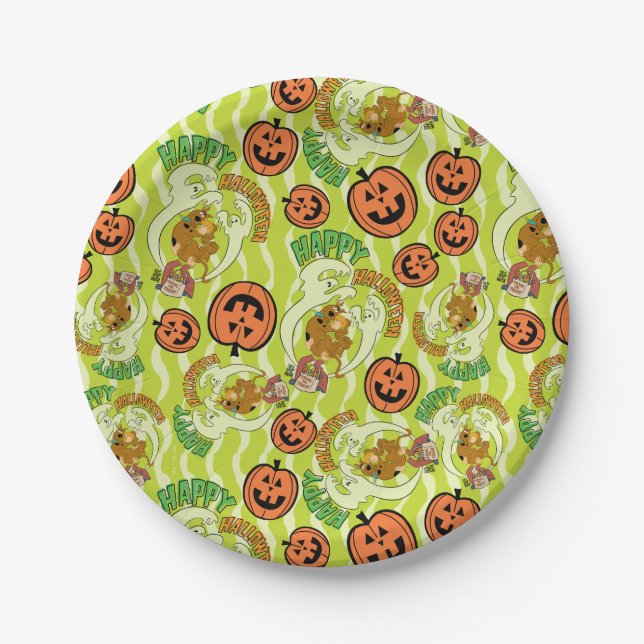 Scooby-Doo | Fröhliches Halloween-Muster Pappteller (Vorderseite)