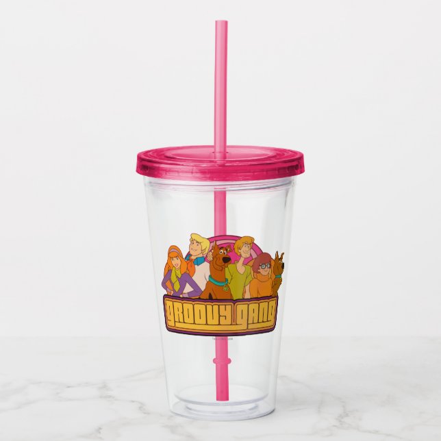 Scooby-Doo | "Groovy Gang" Retro Cartoon Graphic Acryltrinkbecher (Vorderseite)