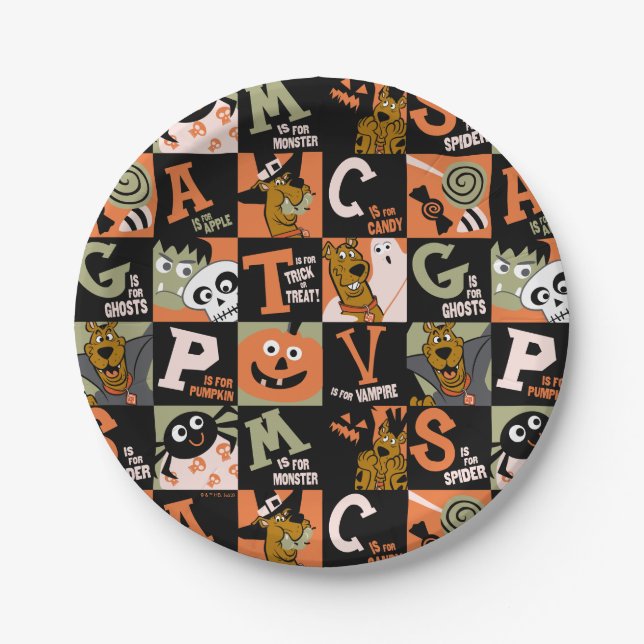Scooby-Doo | Halloween Pattern Pappteller (Vorderseite)