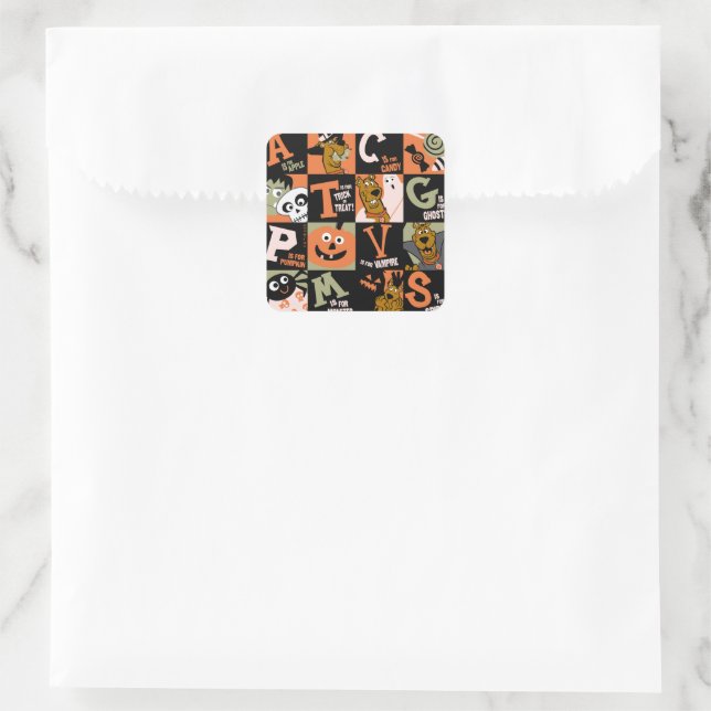 Scooby-Doo | Halloween Pattern Quadratischer Aufkleber (Tasche)