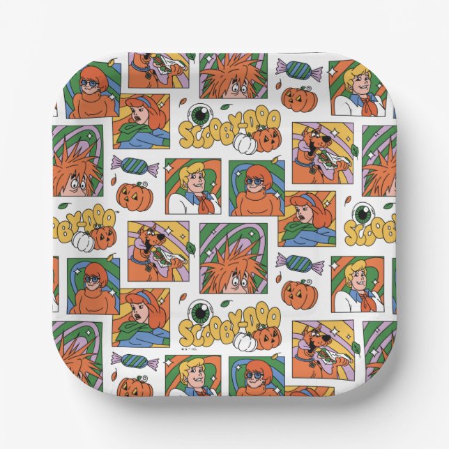 Scooby-Doo Halloween Photos Pattern Pappteller (Vorderseite)