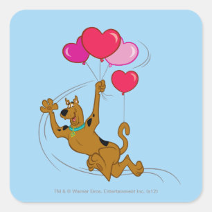 Scooby Doo - Herz-Ballone Quadratischer Aufkleber
