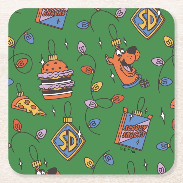 Scooby-Doo Holiday Snack Lights Pattern Rechteckiger Pappuntersetzer (Vorderseite)