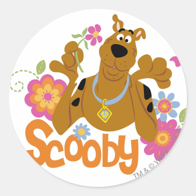 Scooby-Doo in Blume Runder Aufkleber (Vorderseite)