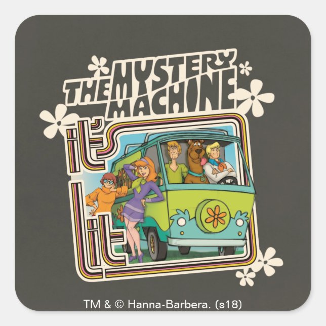 Scooby-Doo | "It's Lit" Mystery Machine Graphic Quadratischer Aufkleber (Vorderseite)