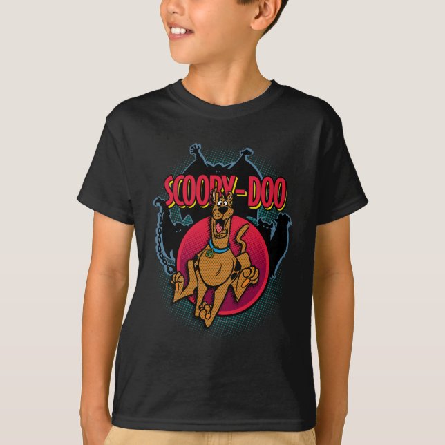 Scooby-Doo läuft von Geistern grafisch T-Shirt (Vorderseite)