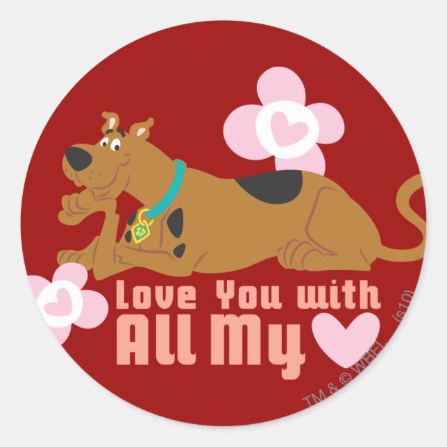 Scooby-Doo "Liebe dich mit meinem ganzen Herzen" Runder Aufkleber (Vorderseite)